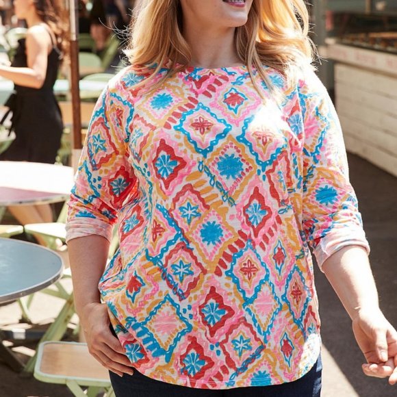 FRESH PRODUCE Marrakesh Catalina Top 3/4 Sleeve Cotton tunic NWT - Picture 4 of 4